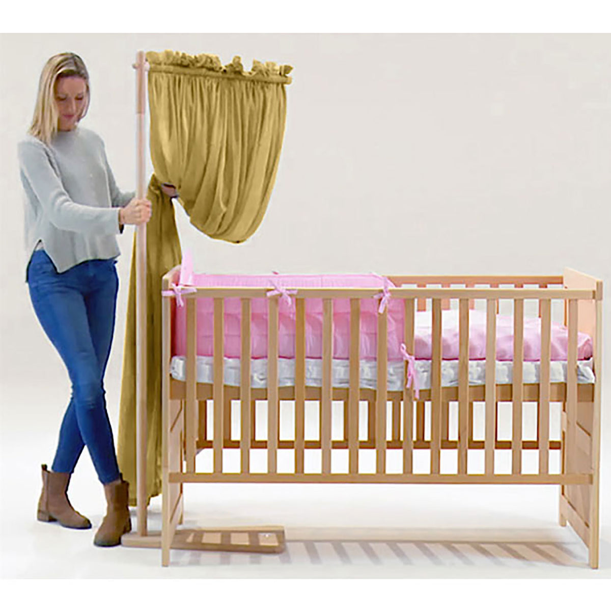GOLDKIND PRO® Shielding Canopy for Baby Bed (natural beechwood stand)